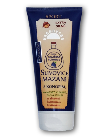 Slivovicové mazání s konopím,valašskou slivovicí,kaštanem a kostivalem 200 ml