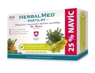 HerbalMed islandský lišejník+tymián+vitamín c 24+6 pastilek